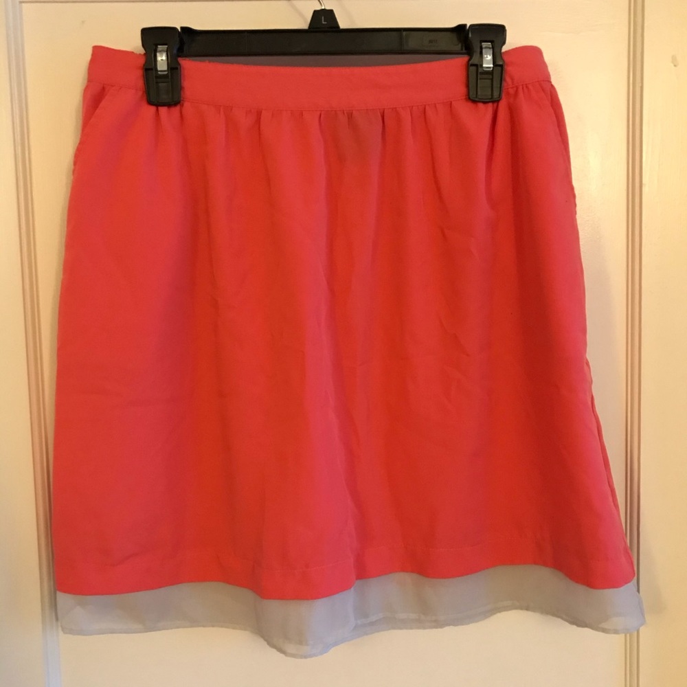 Coral gray elastic waist pockets skirt large